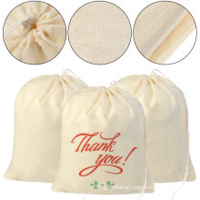 Natural Cotton Reusable Muslin Drawstring Bags Produce Bulk Gift Bag Jewelry Pouch for Party Wedding Home Storage